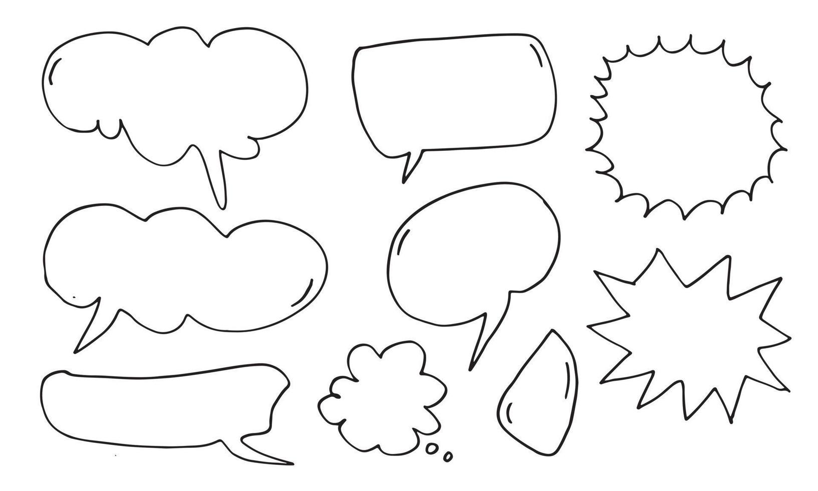 Vector Set of Black Sketch Comics Speech Bubbles.bubble dialog doodle vector line message .vector illustration.