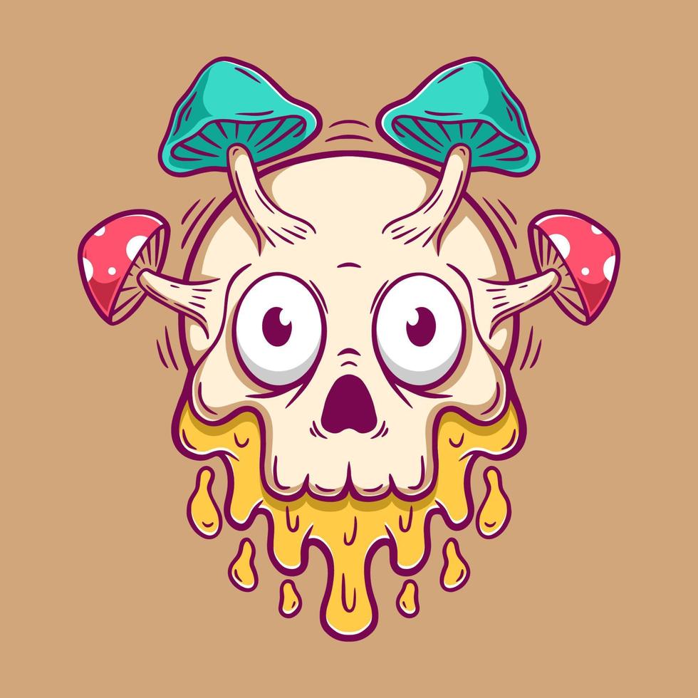 Skull and mushrooms vector illustration