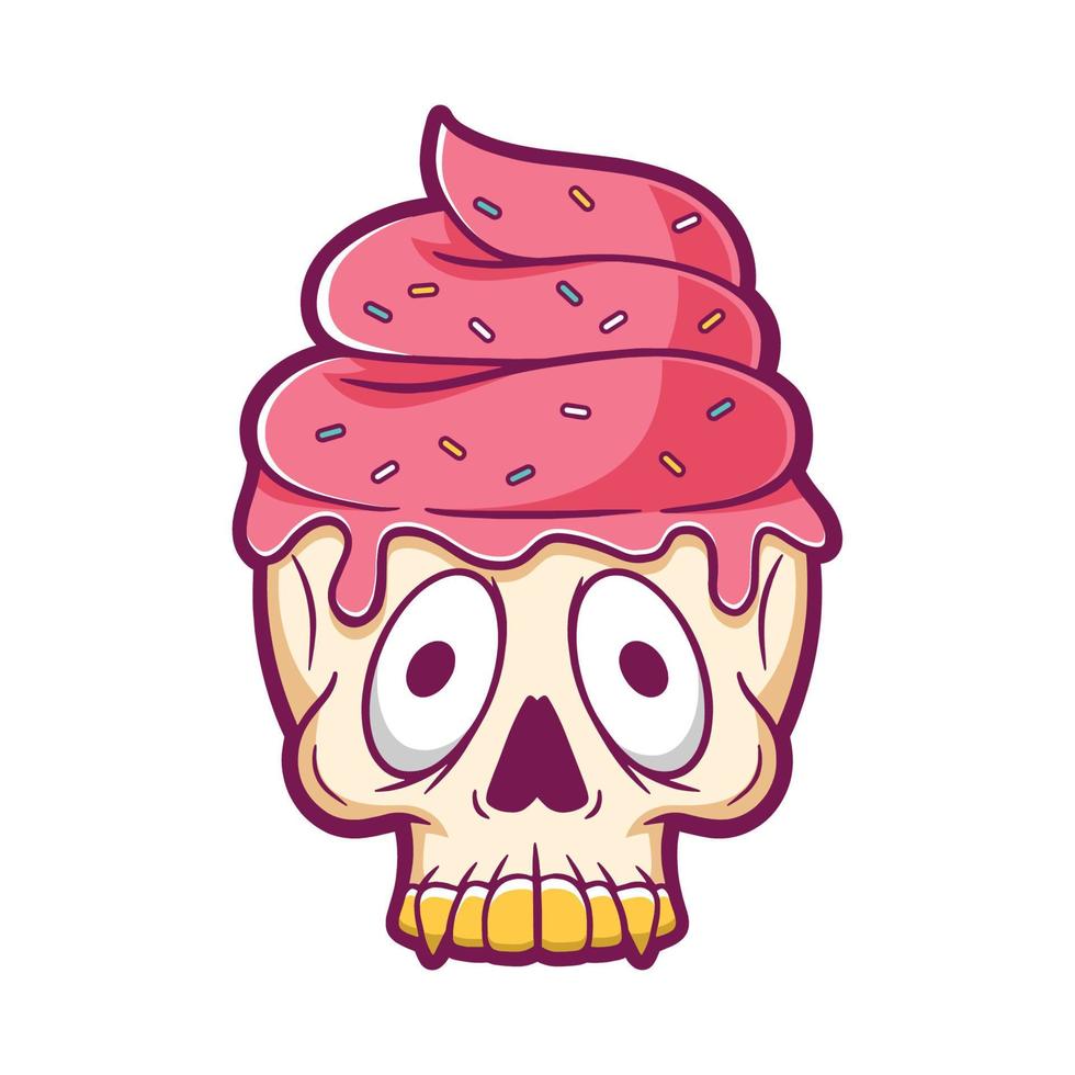 Skull ice cream cartoon vector