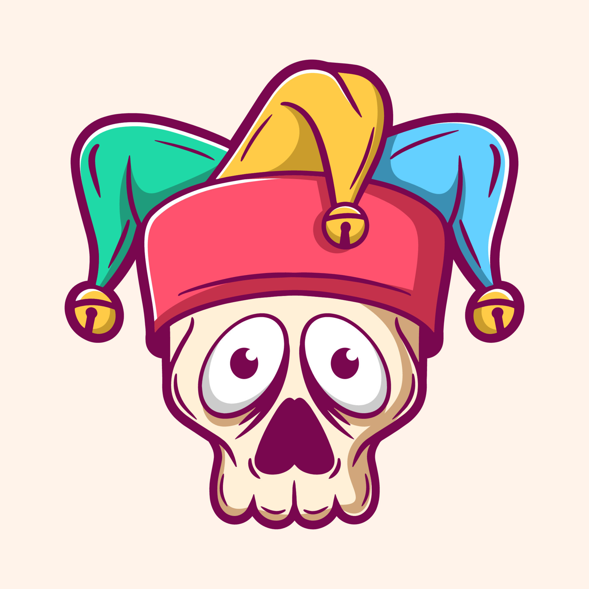 Funny jester skull cartoon 9159518 Vector Art at Vecteezy