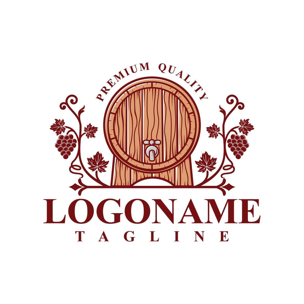 logotipo de viñedo dibujado a mano, plantilla de logotipo de vino vector