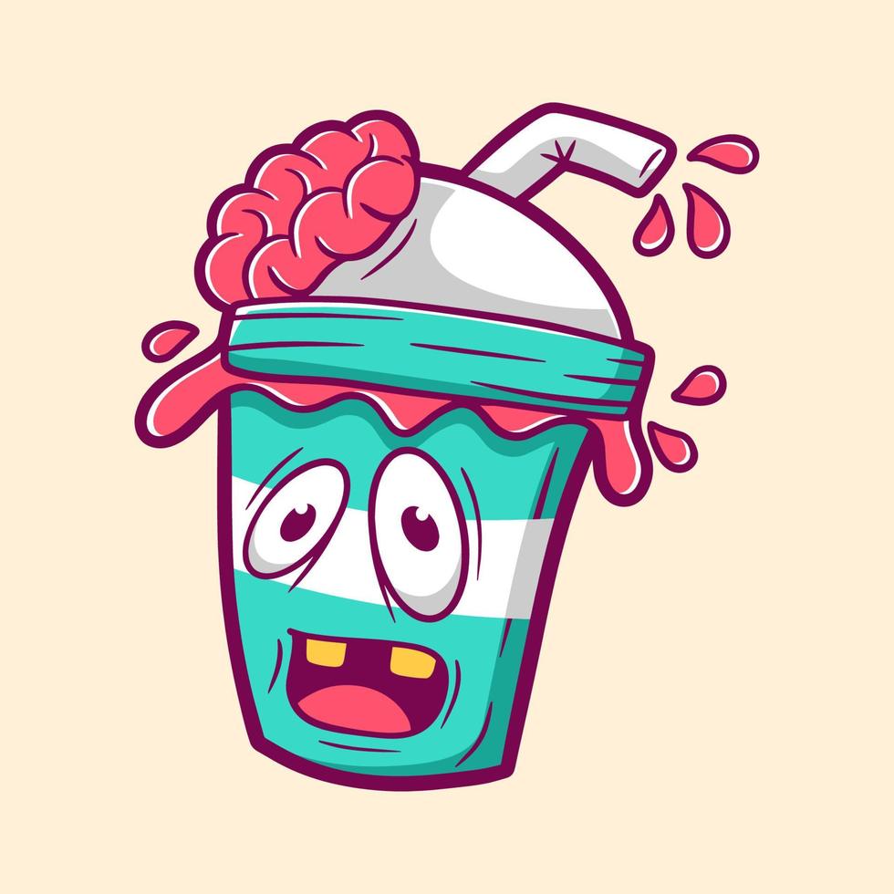 Funny monster soft drink cartoon illustration vector