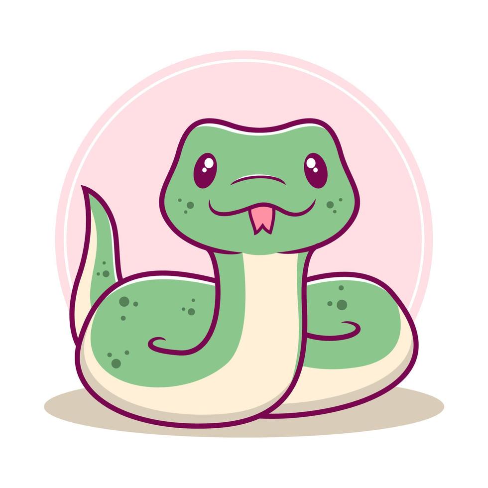 lindo, verde, serpiente, caricatura, vector, ilustración vector