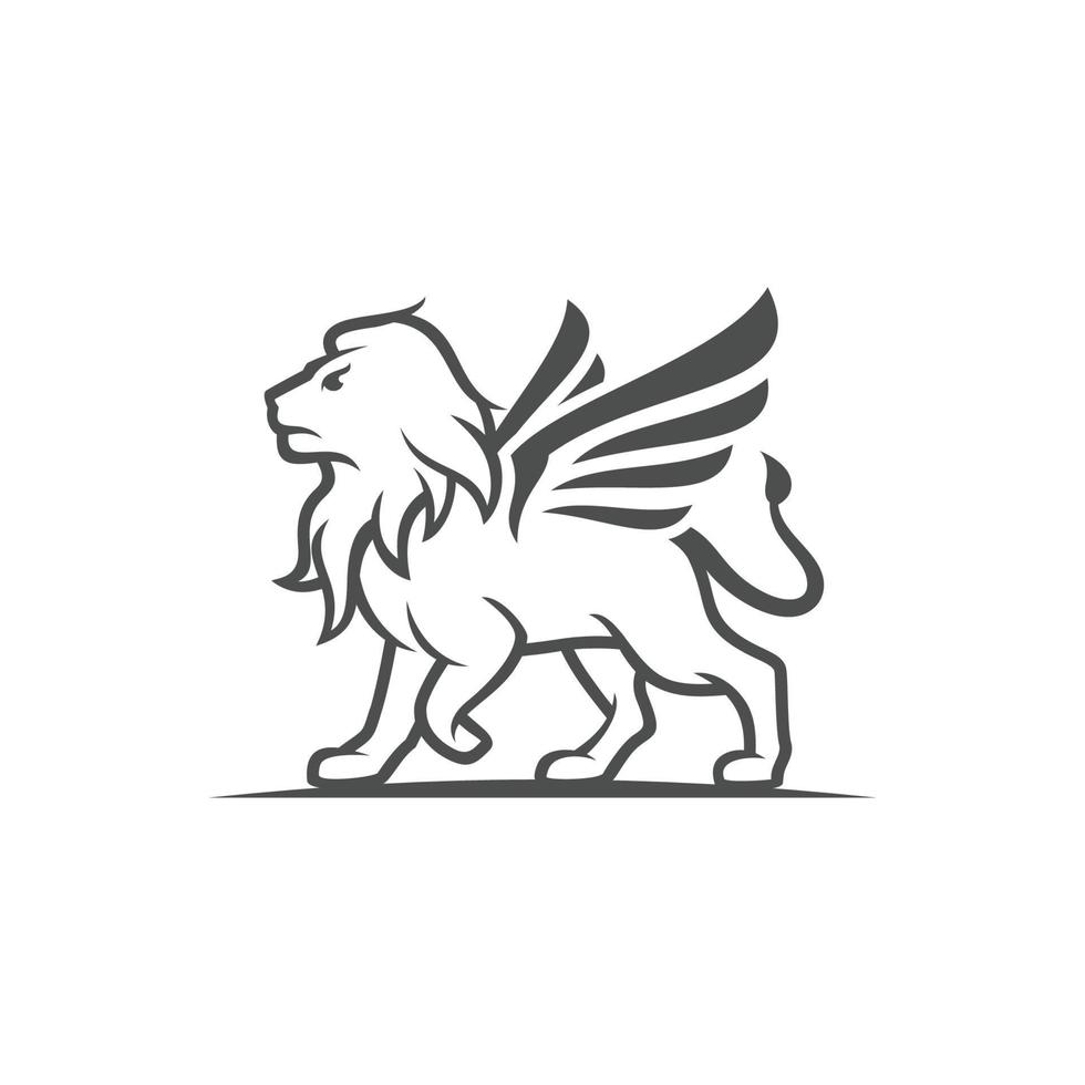 Lion with wings logo template vector