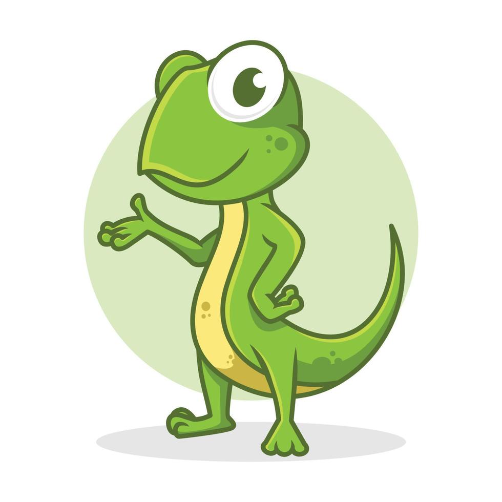 divertido personaje de dibujos animados de lagarto vector