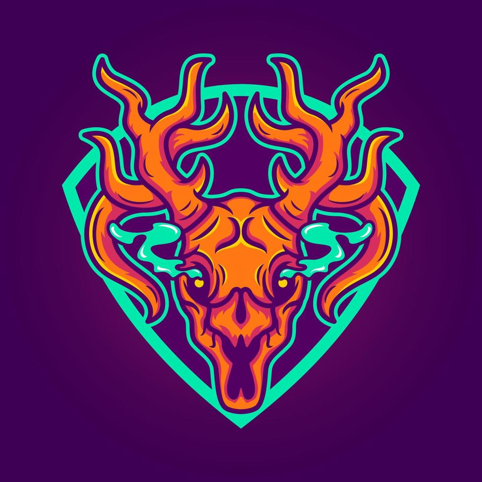 Skull deer mascot Esport logo template vector