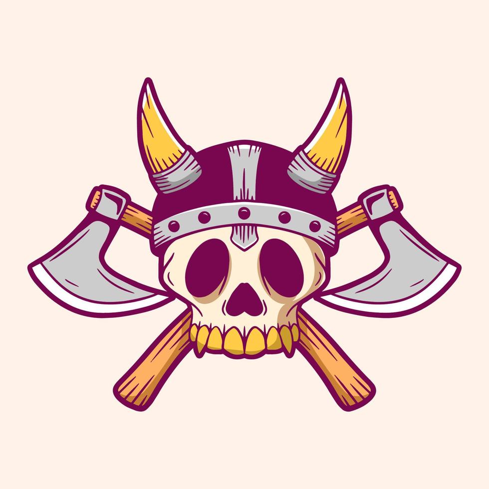 Cartoon viking skull mascot vector