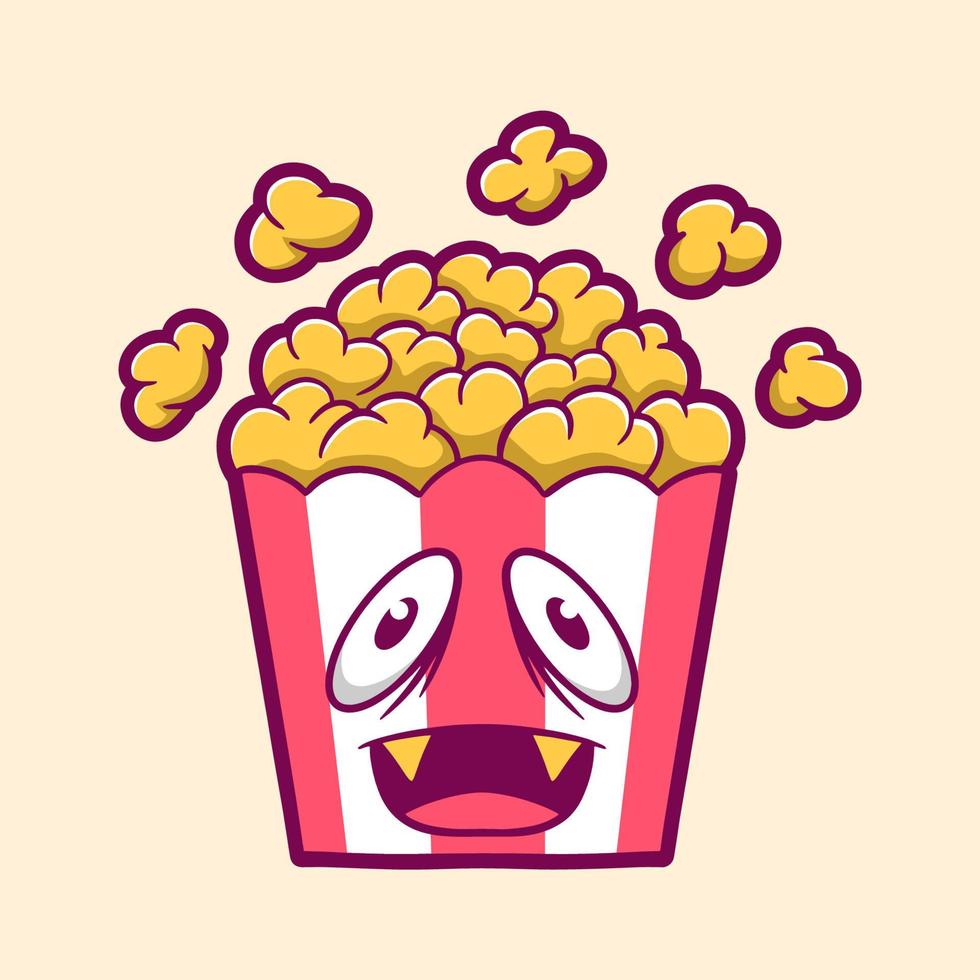 Funny monster popcorn cartoon illustration vector