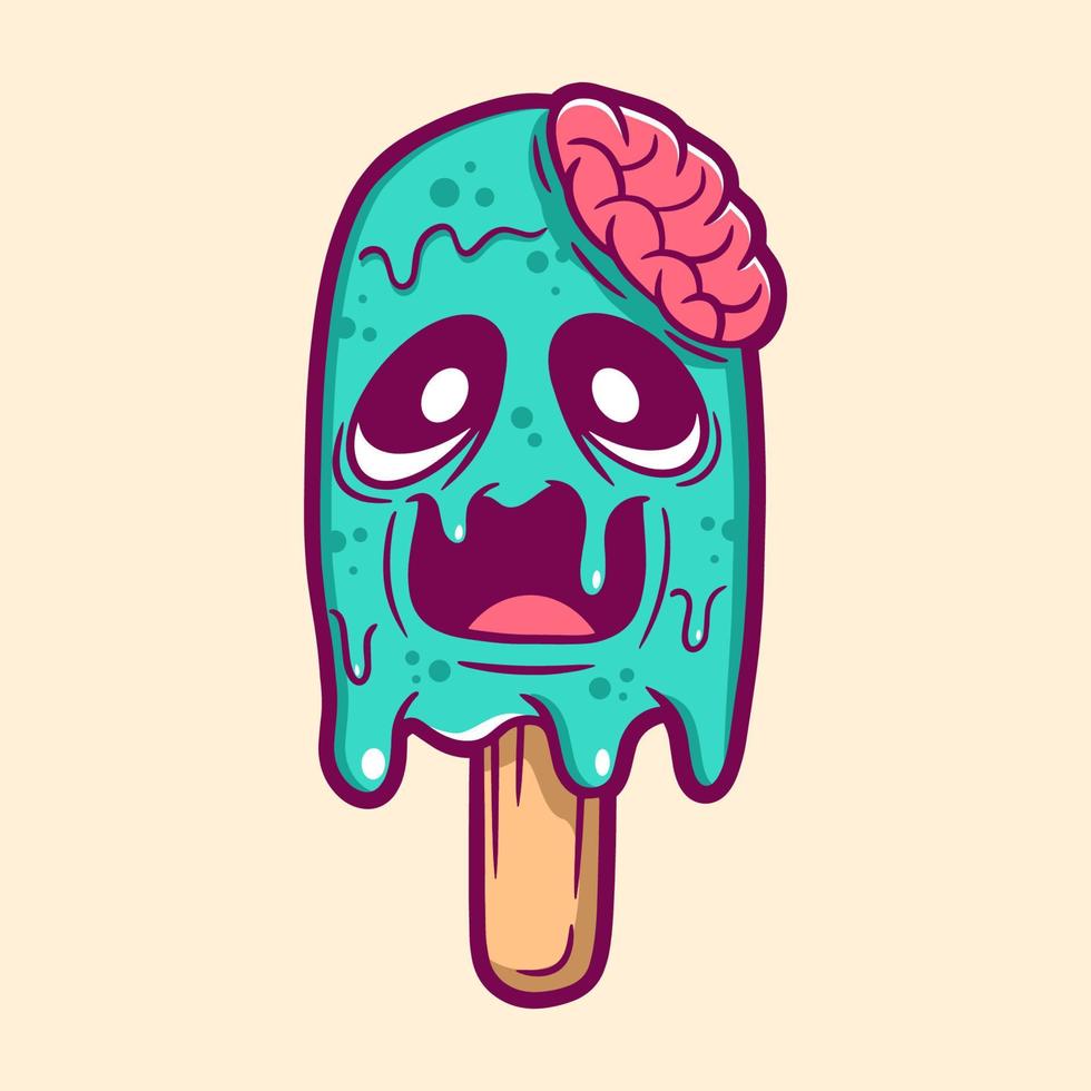 Funny monster ice cream cartoon illustration vector