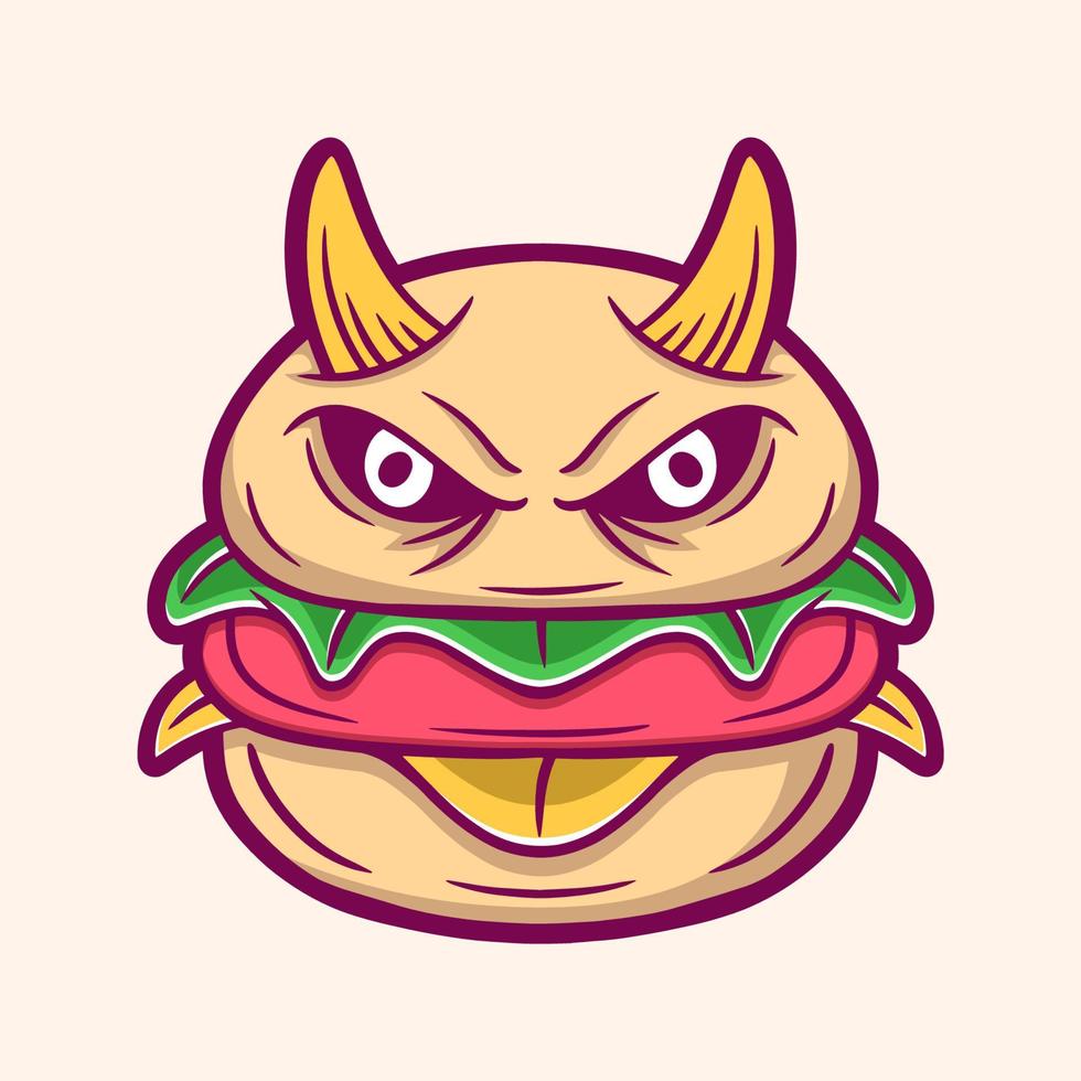 dibujos animados de hamburguesa monstruo vector
