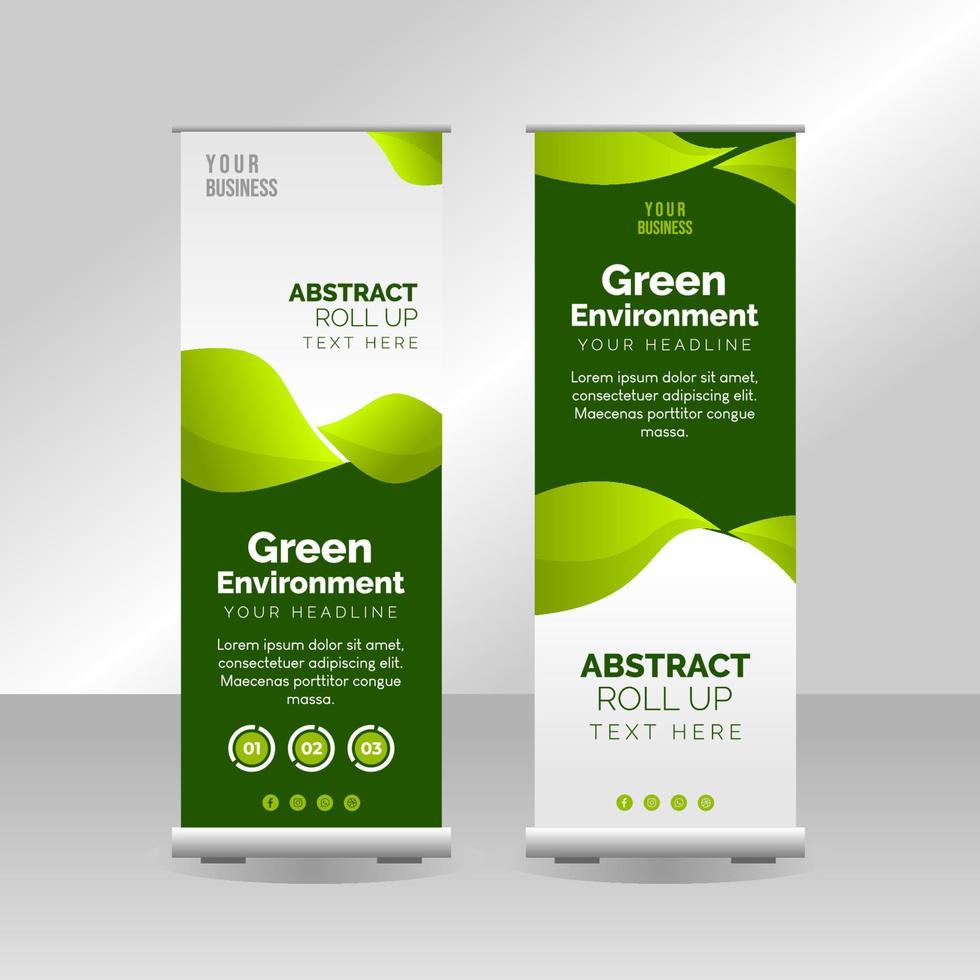 plantilla de banner enrollable de entorno verde vector