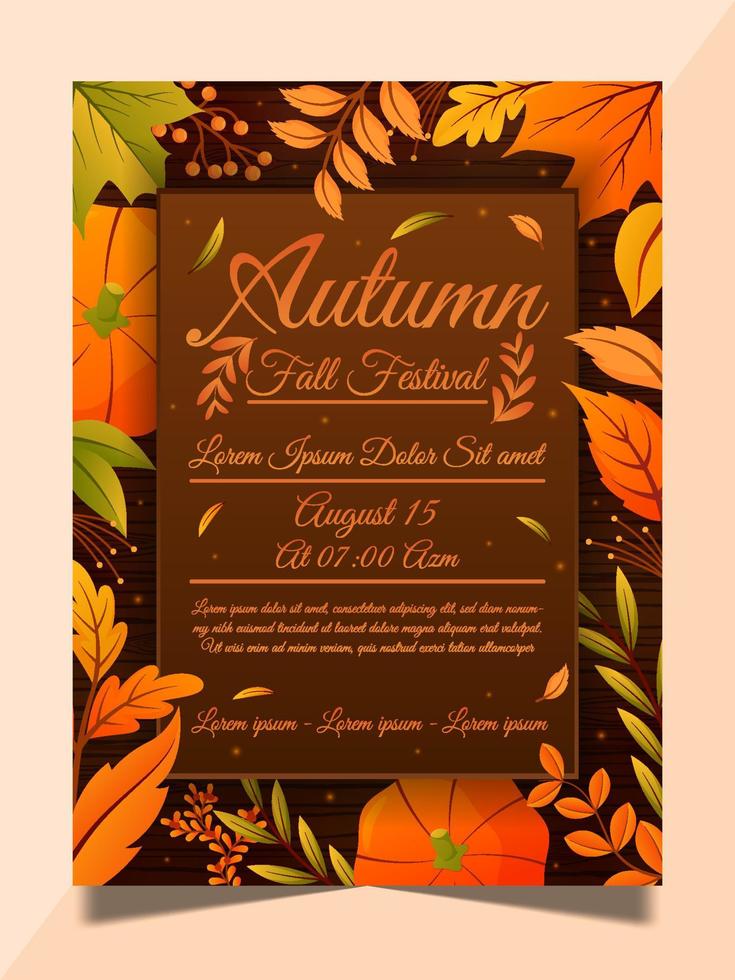 Fallen Leaves Poster Template vector