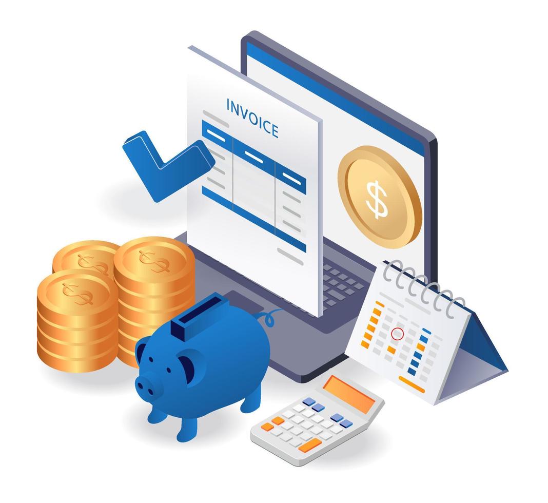 piggy bank invoice report monthly vector