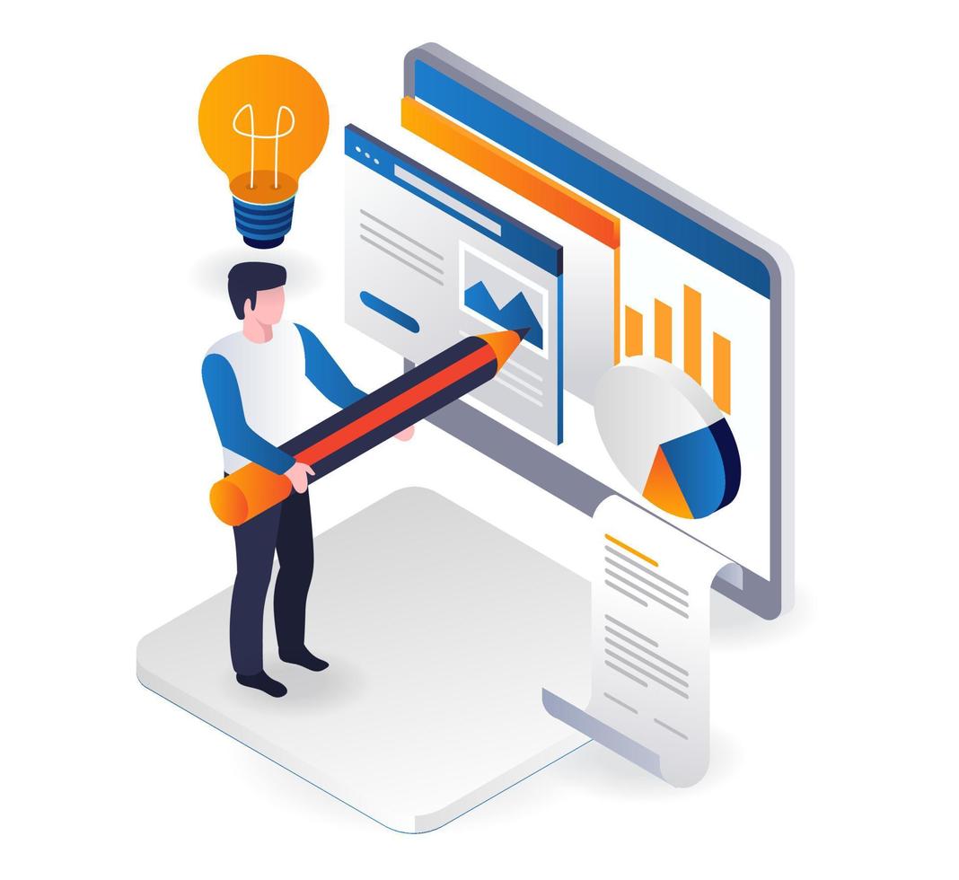 Creative man designing web display vector