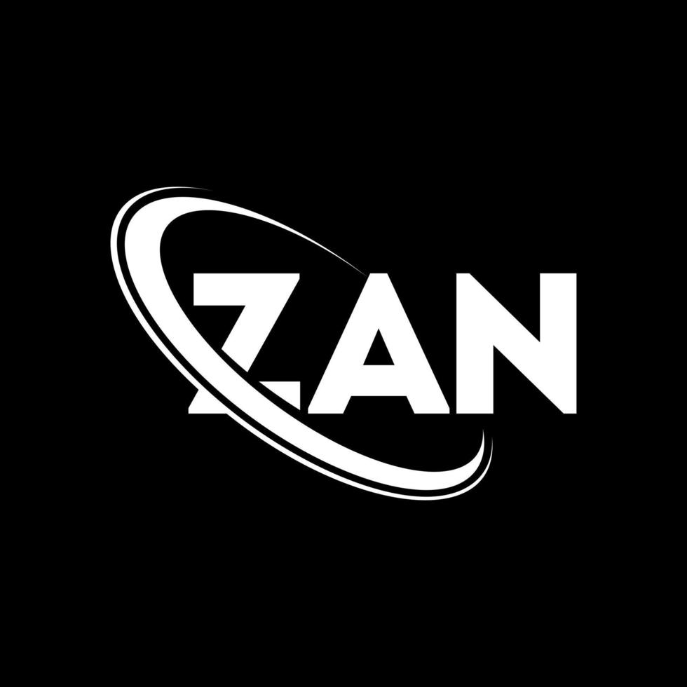 logotipo de ZAN. letra zán. diseño del logotipo de la letra zan. logotipo de iniciales zan vinculado con círculo y logotipo de monograma en mayúsculas. tipografía zan para tecnología, negocios y marca inmobiliaria. vector