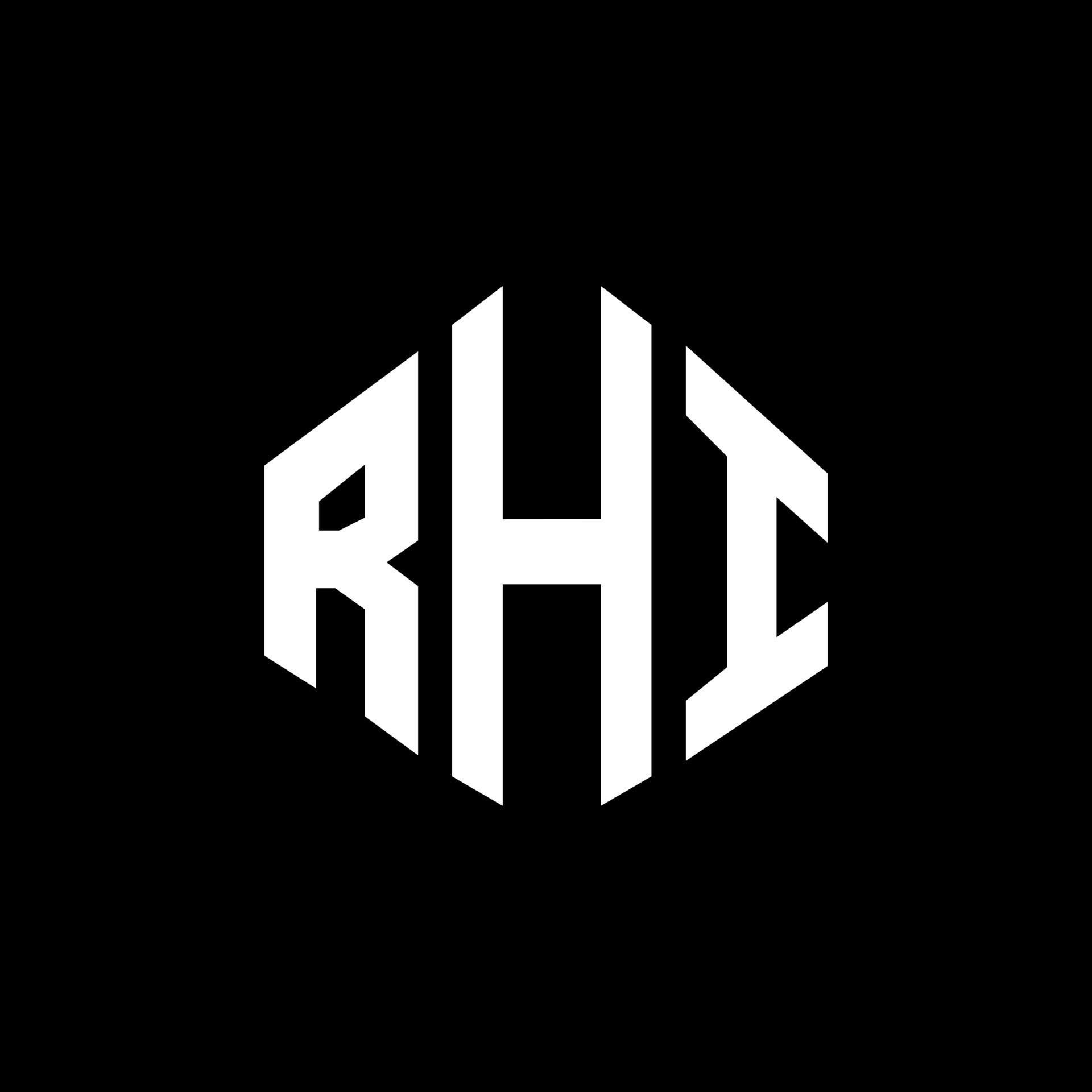 diseño de logotipo de letra rhi con forma de polígono. diseño de