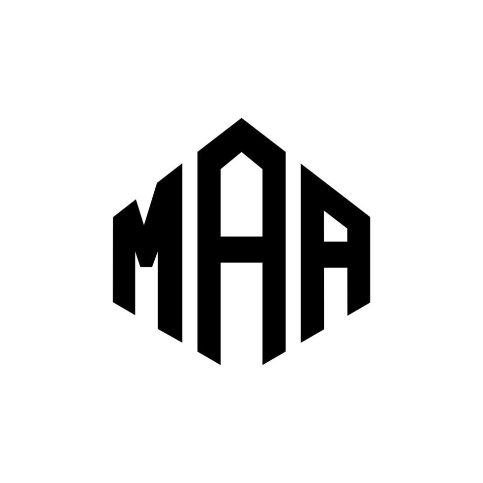 MAA letter logo design with polygon shape. MAA polygon and cube shape logo design. MAA hexagon vector logo template white and black colors. MAA monogram, business and real estate logo.