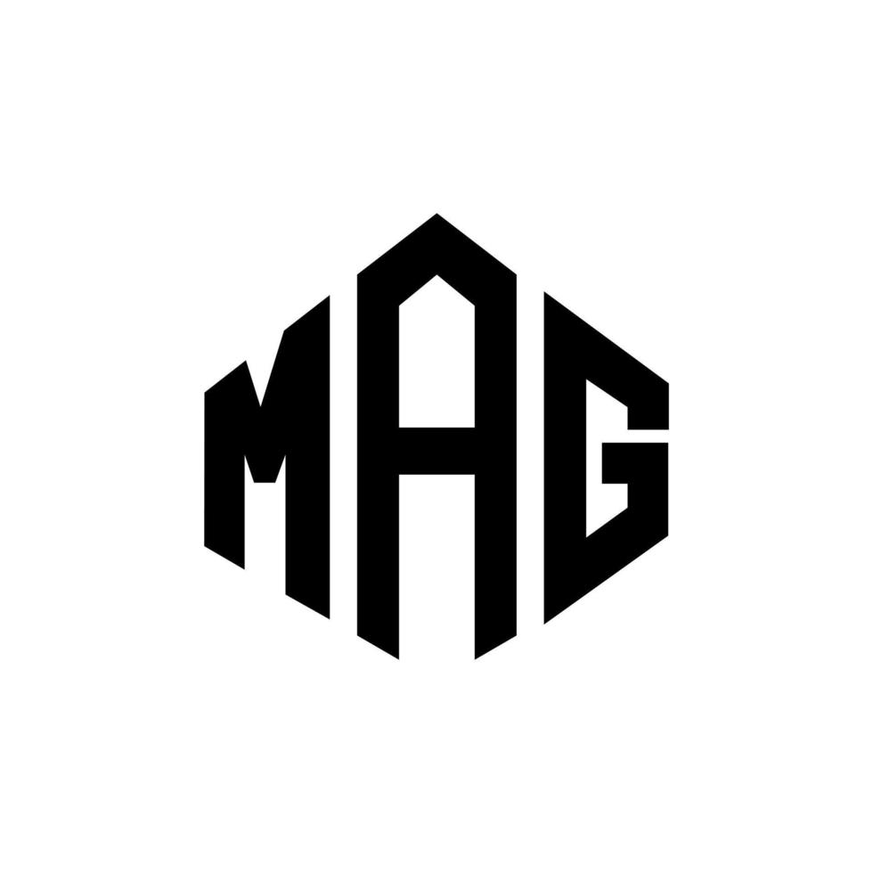 diseño de logotipo de letra mag con forma de polígono. diseño de logotipo en forma de cubo y polígono magnético. Mag hexágono vector logo plantilla colores blanco y negro. monograma mag, logotipo comercial y inmobiliario.