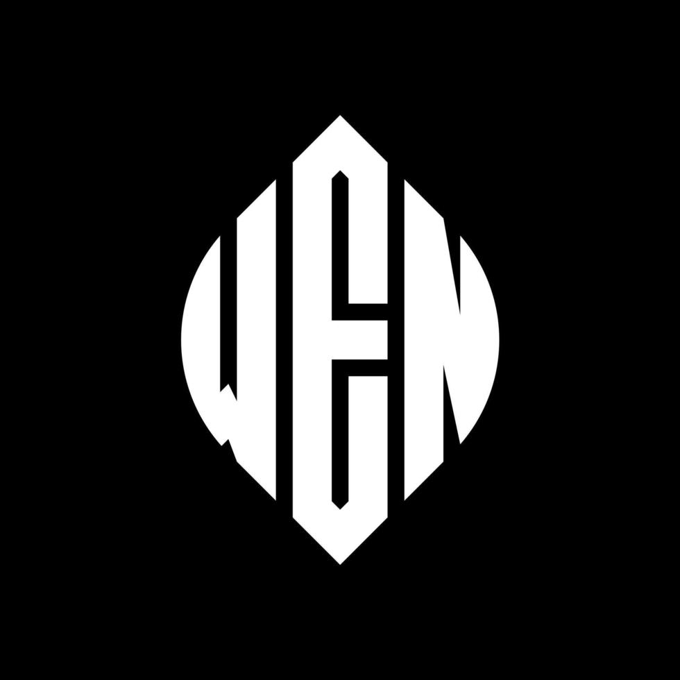 diseño de logotipo de letra de círculo wen con forma de círculo y elipse. wen elipse letras con estilo tipográfico. las tres iniciales forman un logo circular. vector de marca de letra de monograma abstracto del emblema del círculo wen.