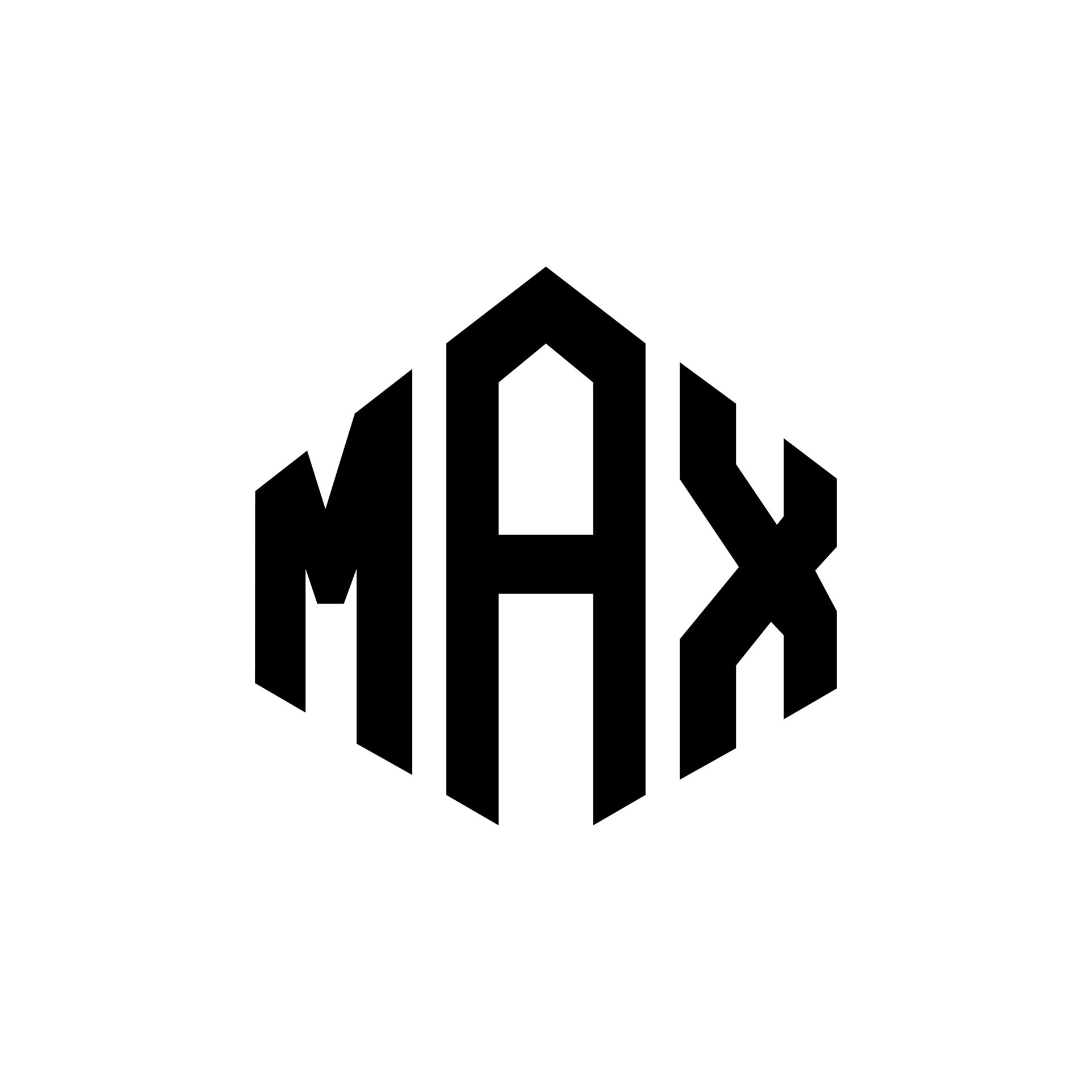 MAX letter logo design with polygon shape MAX polygon and cube shape