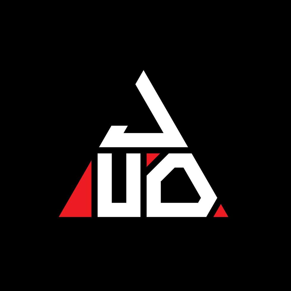 JUO triangle letter logo design with triangle shape. JUO triangle logo design monogram. JUO triangle vector logo template with red color. JUO triangular logo Simple, Elegant, and Luxurious Logo.