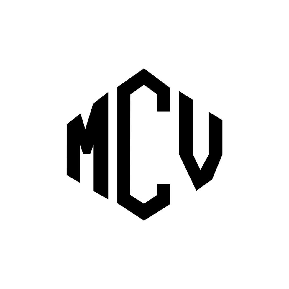 diseño de logotipo de letra mcv con forma de polígono. diseño de logotipo en forma de cubo y polígono mcv. mcv hexágono vector logo plantilla colores blanco y negro. monograma mcv, logotipo comercial y inmobiliario.