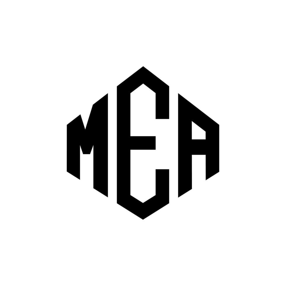 diseño de logotipo de letra mea con forma de polígono. mea polígono y diseño de logotipo en forma de cubo. mea hexágono vector logo plantilla colores blanco y negro. monograma mea, logo de negocios y bienes raíces.