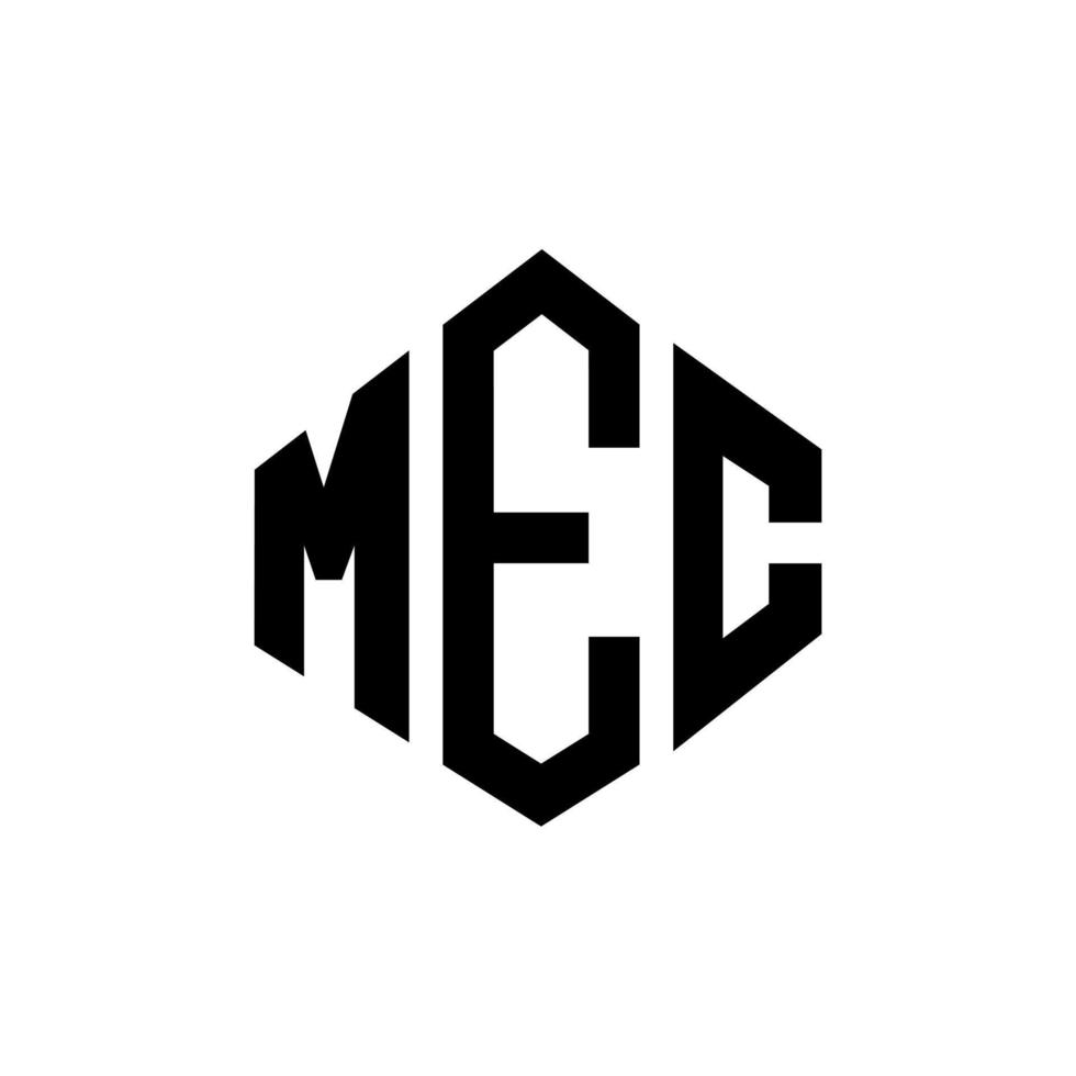 diseño de logotipo de letra mec con forma de polígono. diseño de logotipo en forma de cubo y polígono mec. mec hexágono vector logo plantilla colores blanco y negro. monograma mec, logotipo comercial y inmobiliario.