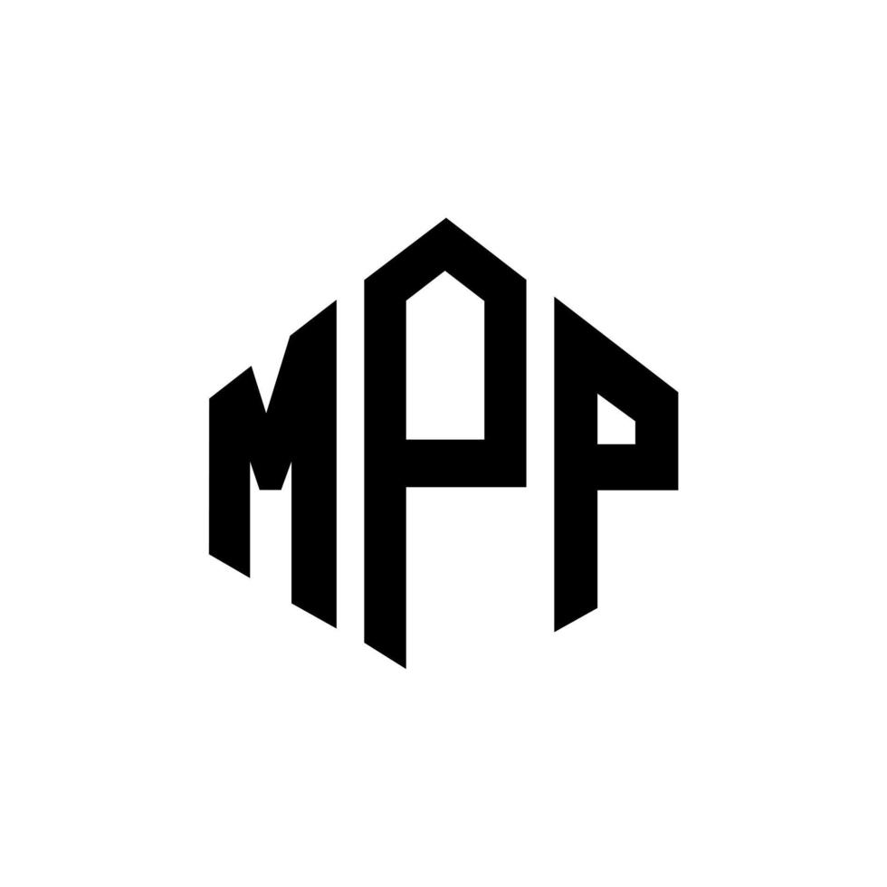 diseño de logotipo de letra mpp con forma de polígono. diseño de logotipo de forma de cubo y polígono mpp. plantilla de logotipo vectorial hexagonal mpp colores blanco y negro. monograma mpp, logotipo comercial e inmobiliario. vector