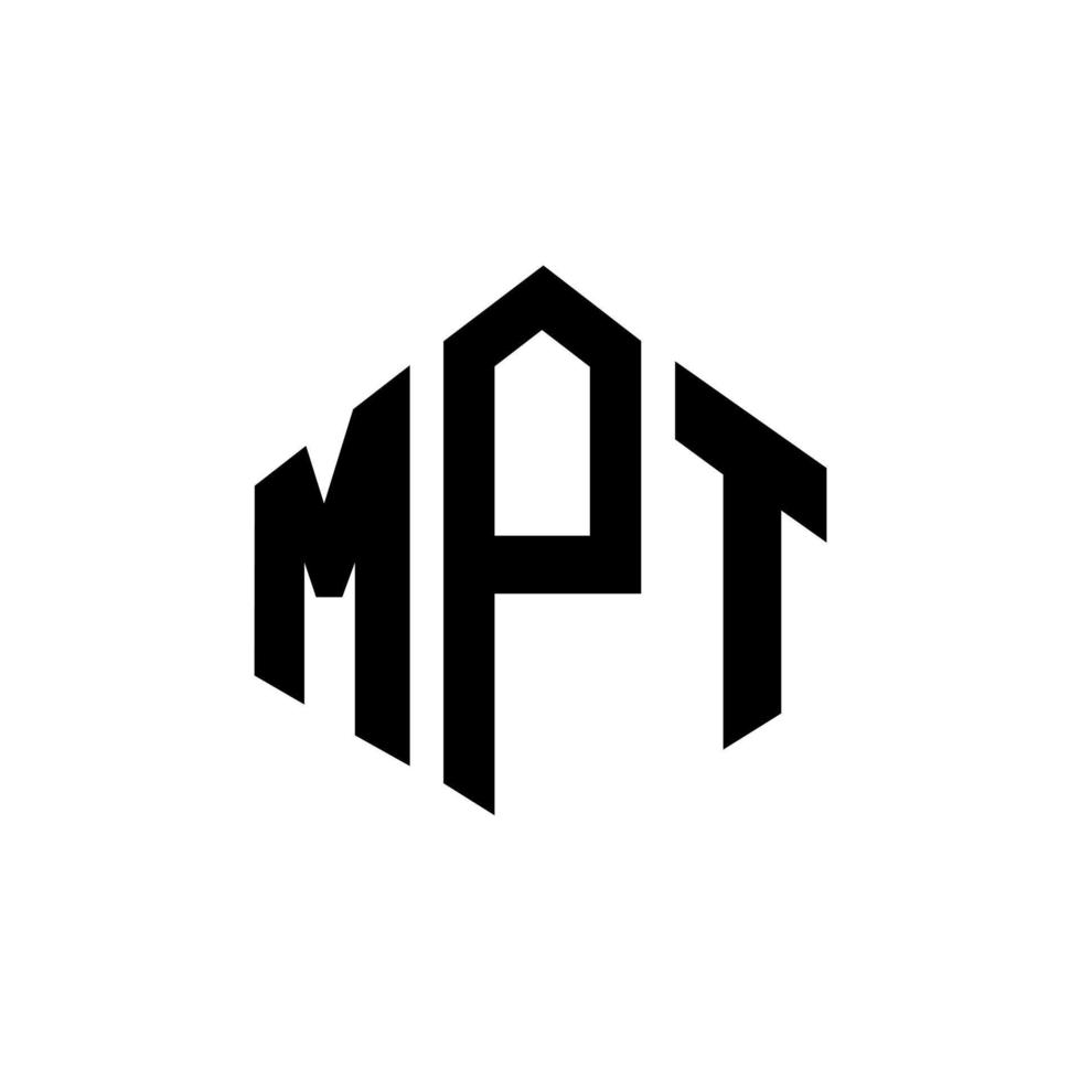 diseño de logotipo de letra mpt con forma de polígono. diseño de logotipo en forma de cubo y polígono mpt. plantilla de logotipo vectorial hexagonal mpt colores blanco y negro. monograma mpt, logotipo empresarial y inmobiliario. vector