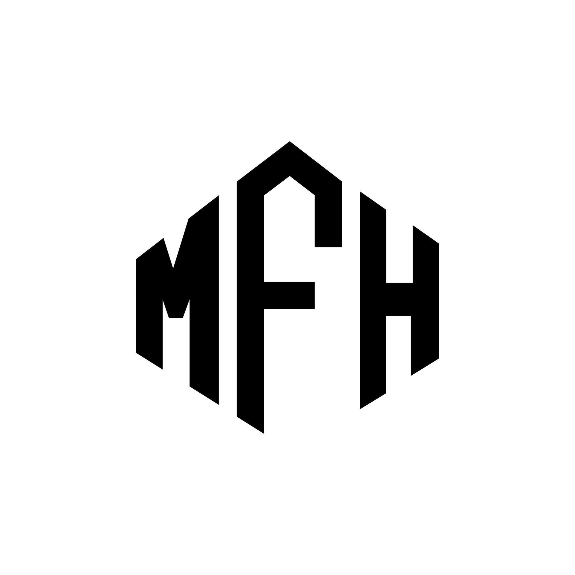 MFH letter logo design with polygon shape. MFH polygon and cube shape ...