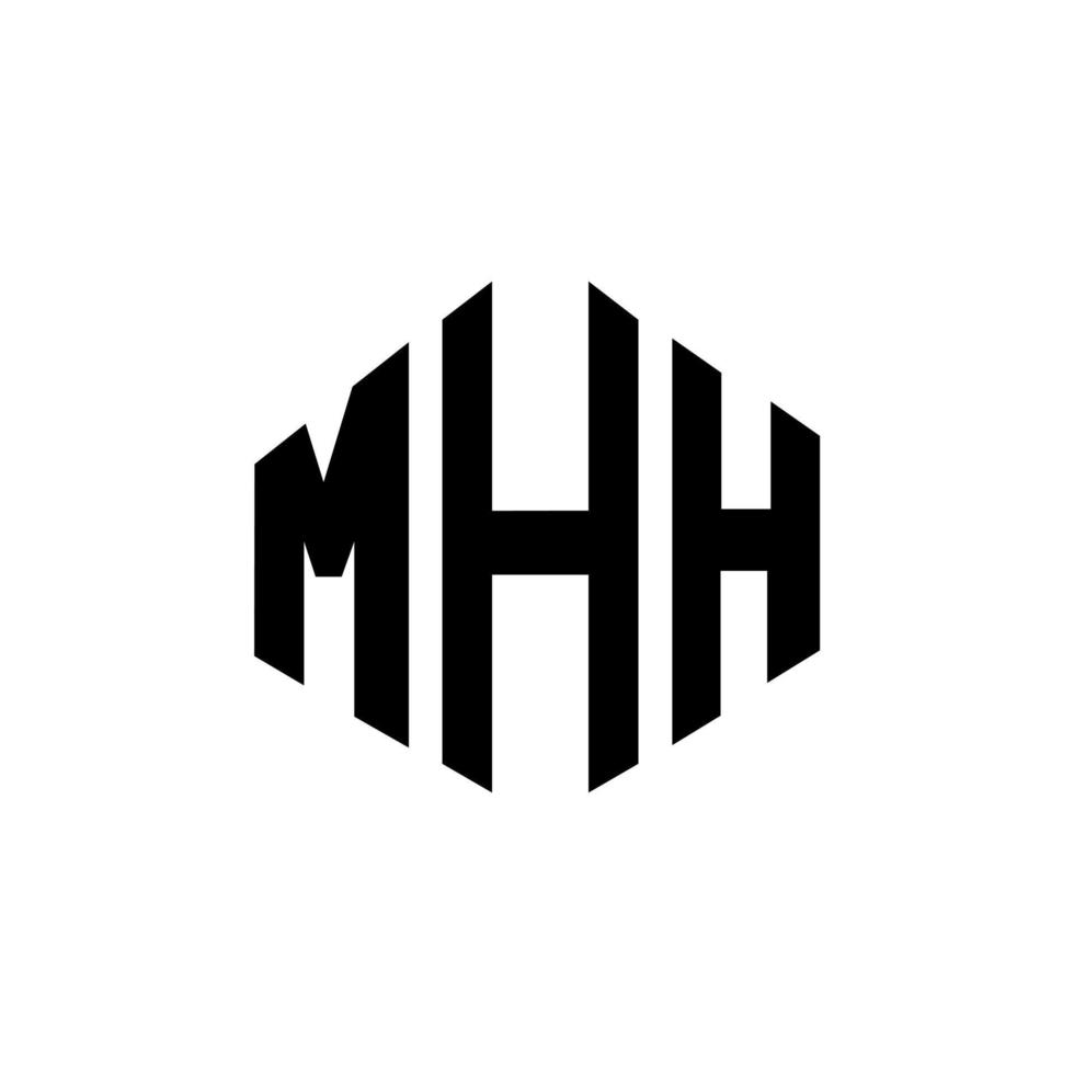 MHH letter logo design with polygon shape. MHH polygon and cube shape logo design. MHH hexagon vector logo template white and black colors. MHH monogram, business and real estate logo.