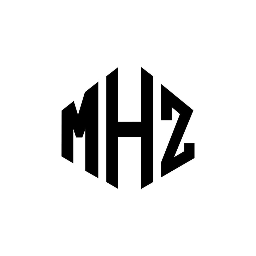 MHZ letter logo design with polygon shape. MHZ polygon and cube shape logo design. MHZ hexagon vector logo template white and black colors. MHZ monogram, business and real estate logo.