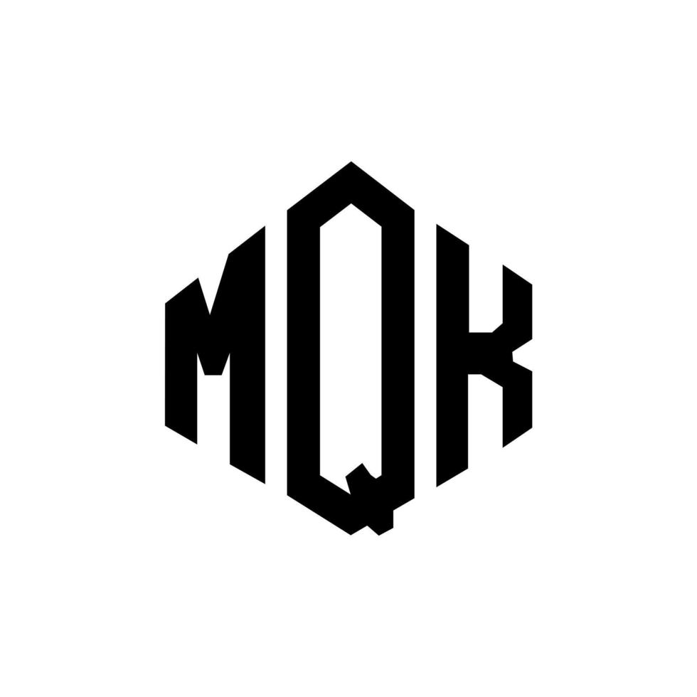 MQK letter logo design with polygon shape. MQK polygon and cube shape logo design. MQK hexagon vector logo template white and black colors. MQK monogram, business and real estate logo.