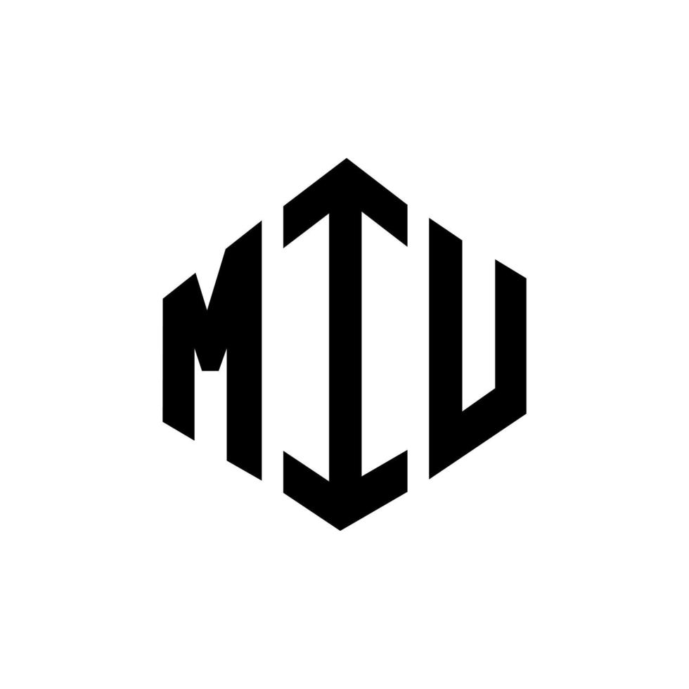 MIU letter logo design with polygon shape. MIU polygon and cube shape logo design. MIU hexagon vector logo template white and black colors. MIU monogram, business and real estate logo.