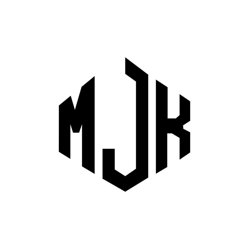 diseño de logotipo de letra mjk con forma de polígono. diseño de logotipo en forma de cubo y polígono mjk. plantilla de logotipo vectorial hexagonal mjk colores blanco y negro. Monograma mjk, logotipo comercial e inmobiliario. vector