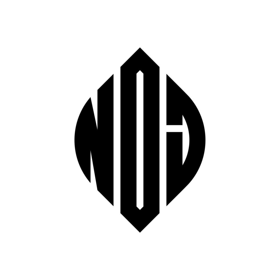 NDJ circle letter logo design with circle and ellipse shape. NDJ ellipse letters with typographic style. The three initials form a circle logo. NDJ Circle Emblem Abstract Monogram Letter Mark Vector. vector