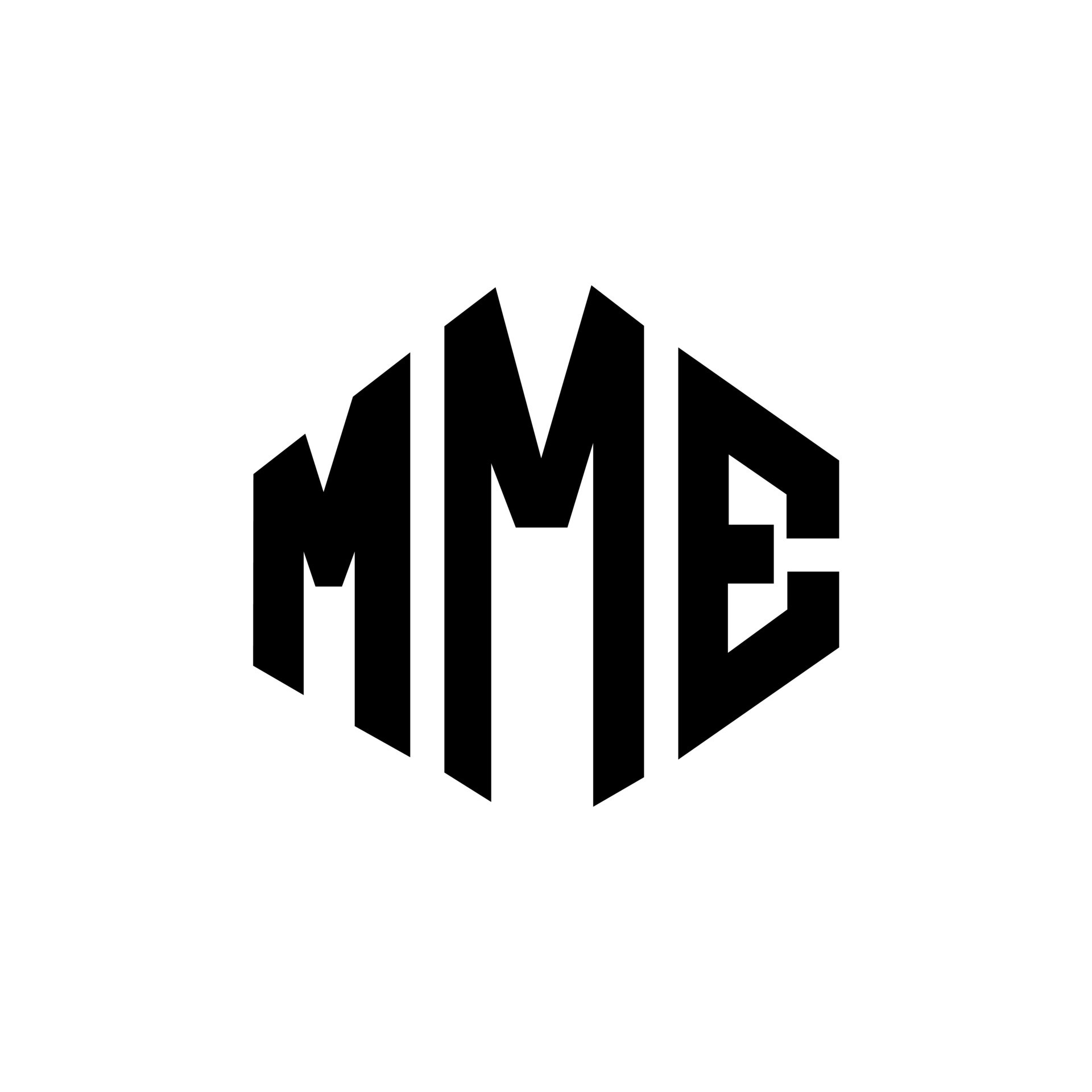 MME letter logo design with polygon shape MME polygon and cube shape