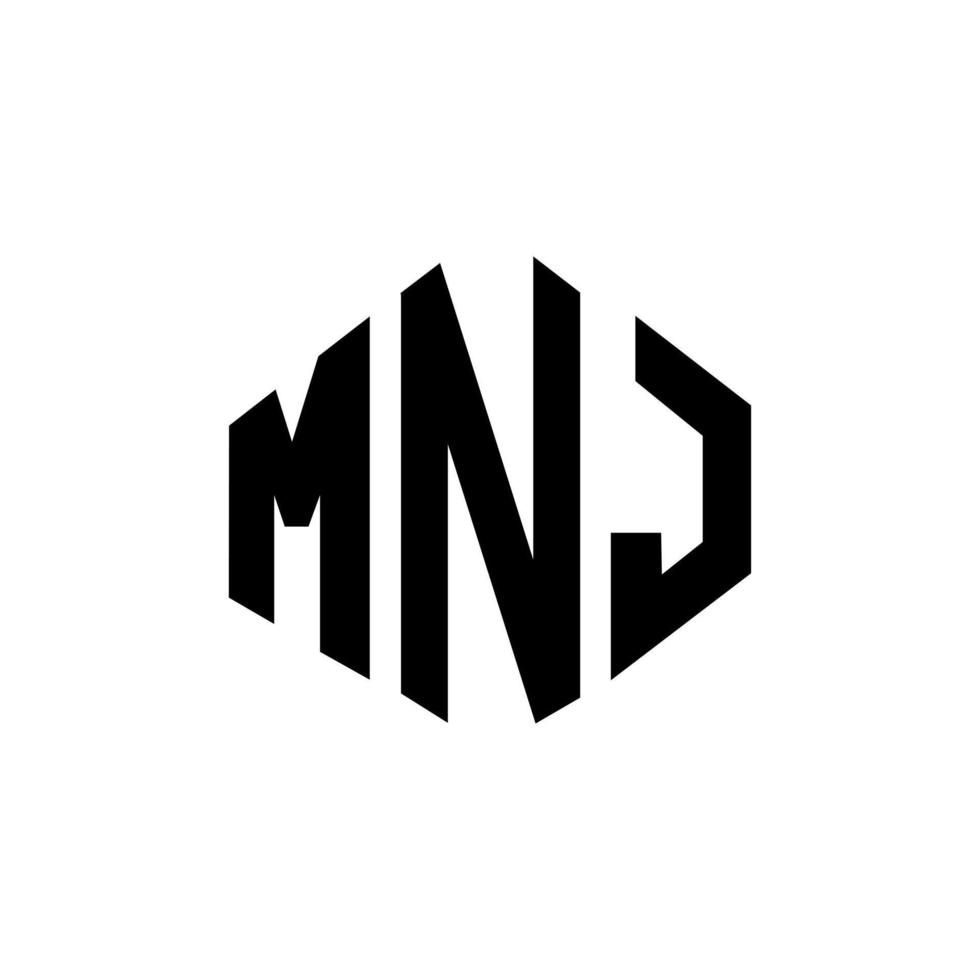 MNJ letter logo design with polygon shape. MNJ polygon and cube shape logo design. MNJ hexagon vector logo template white and black colors. MNJ monogram, business and real estate logo.