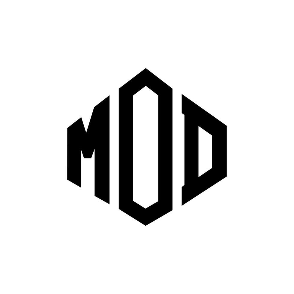 diseño de logotipo de letra mod con forma de polígono. diseño de logotipo en forma de cubo y polígono mod. mod hexágono vector logo plantilla colores blanco y negro. monograma mod, logotipo comercial e inmobiliario.