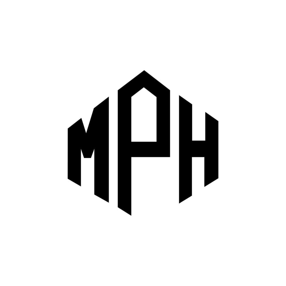 diseño de logotipo de letra mph con forma de polígono. Diseño de logotipo en forma de polígono y cubo de mph. Plantilla de logotipo vectorial hexagonal mph colores blanco y negro. Monograma de mph, logotipo comercial y inmobiliario. vector