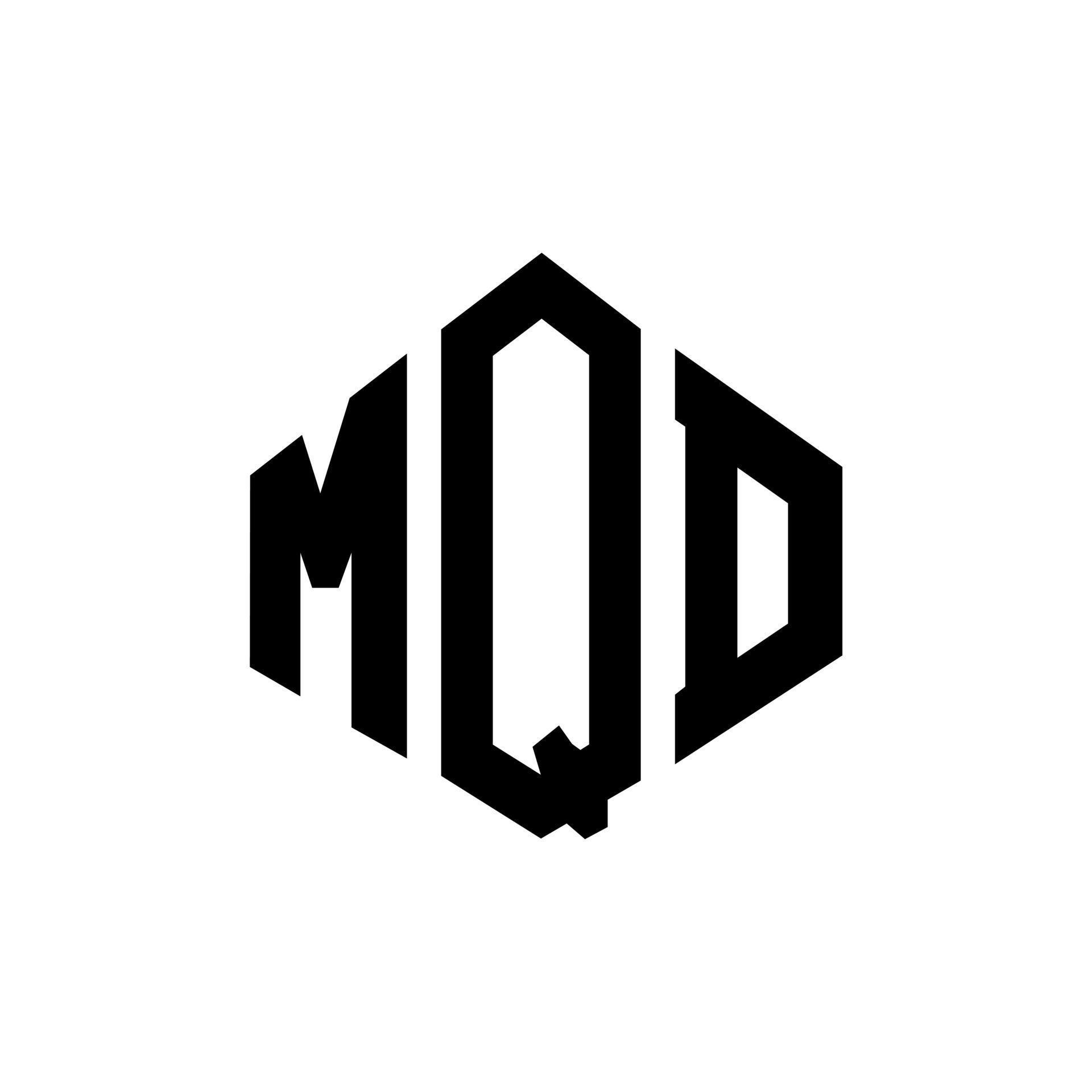 MQD letter logo design with polygon shape. MQD polygon and cube shape