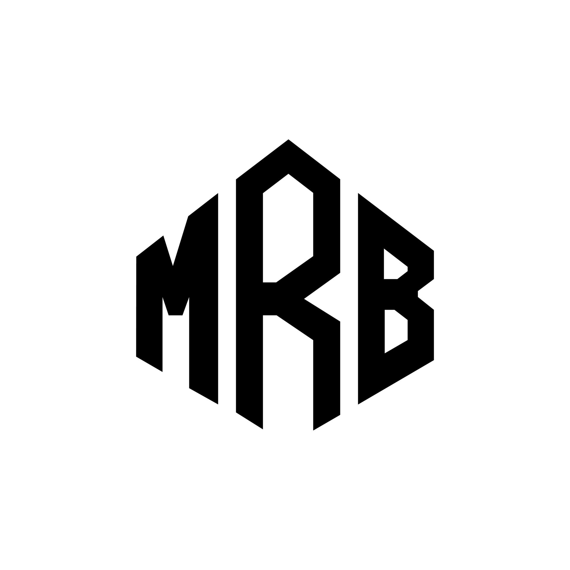 diseño de logotipo de letra mrb con forma de polígono. mrb polígono y