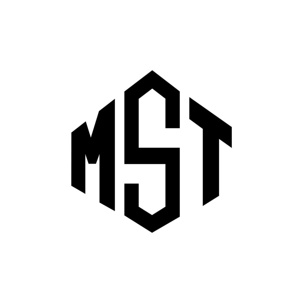 diseño de logotipo de letra mst con forma de polígono. diseño de logotipo en forma de cubo y polígono mst. mst hexagon vector logo plantilla colores blanco y negro. monograma mst, logotipo empresarial y inmobiliario.
