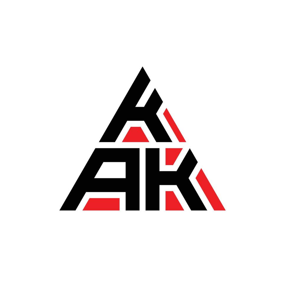 KAK triangle letter logo design with triangle shape. KAK triangle logo design monogram. KAK triangle vector logo template with red color. KAK triangular logo Simple, Elegant, and Luxurious Logo.