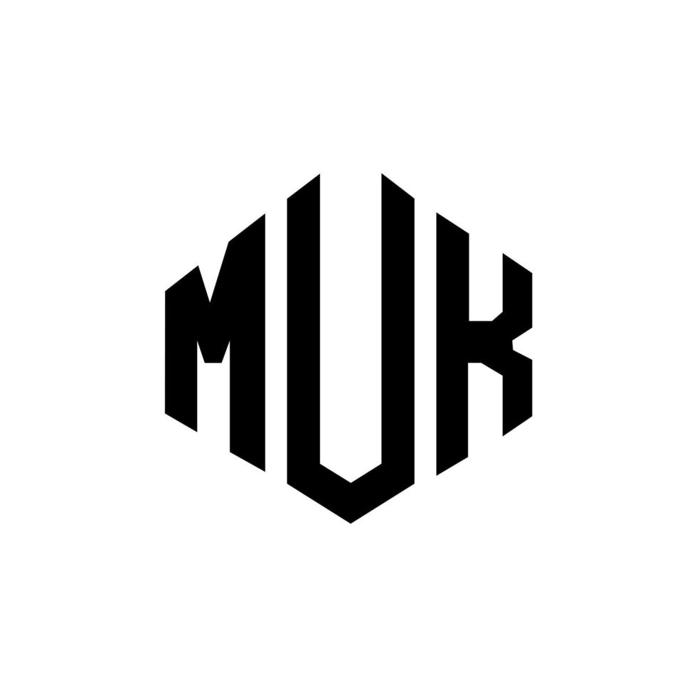 diseño de logotipo de letra muk con forma de polígono. muk polígono y diseño de logotipo en forma de cubo. muk hexágono vector logo plantilla colores blanco y negro. monograma muk, logotipo empresarial y inmobiliario.