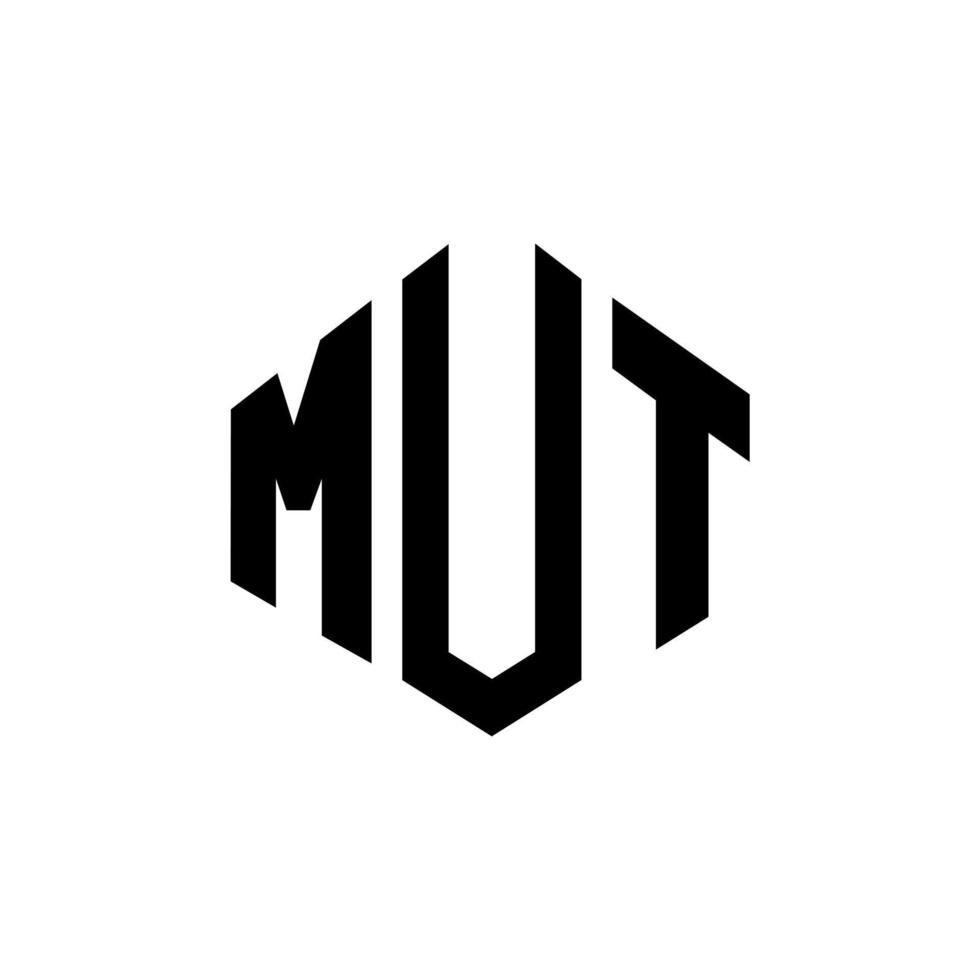 MUT letter logo design with polygon shape. MUT polygon and cube shape logo design. MUT hexagon vector logo template white and black colors. MUT monogram, business and real estate logo.