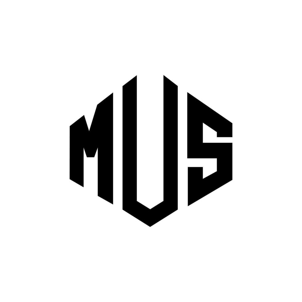 MUS letter logo design with polygon shape. MUS polygon and cube shape logo design. MUS hexagon vector logo template white and black colors. MUS monogram, business and real estate logo.