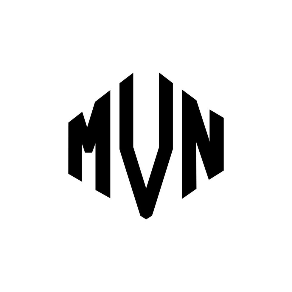 Diseño de logotipo de letra mvn con forma de polígono. Diseño de logotipo en forma de cubo y polígono mvn. mvn hexagon vector logo plantilla colores blanco y negro. Monograma mvn, logotipo empresarial y inmobiliario.