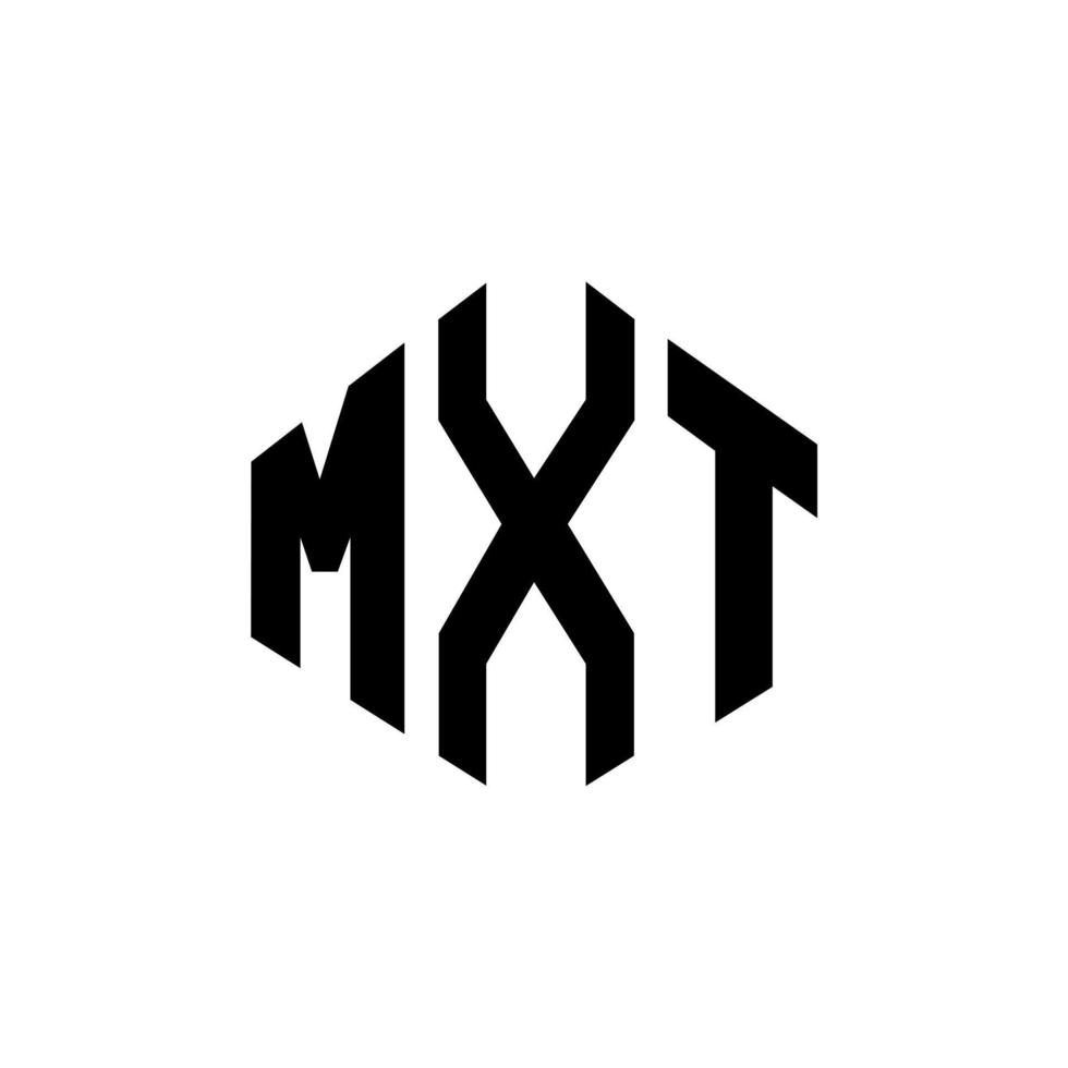 diseño de logotipo de letra mxt con forma de polígono. diseño de logotipo de forma de cubo y polígono mxt. mxt hexágono vector logo plantilla colores blanco y negro. monograma mxt, logotipo empresarial y inmobiliario.